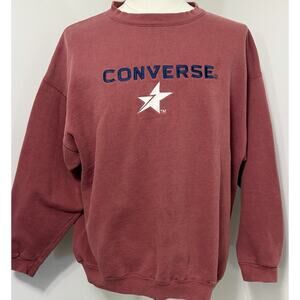 Vintage Converse Sweatshirt Mens L Embroidered All Star Y2K Pullover Crew Salmon